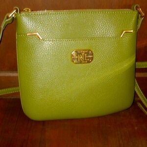 Women's Ralph Lauren Crossbody Bag Compartments Outside Adjustable Strap Green